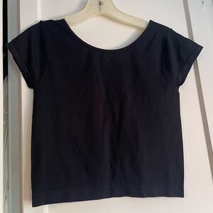 Free People Black Short Sleeve Crop Top NWOT